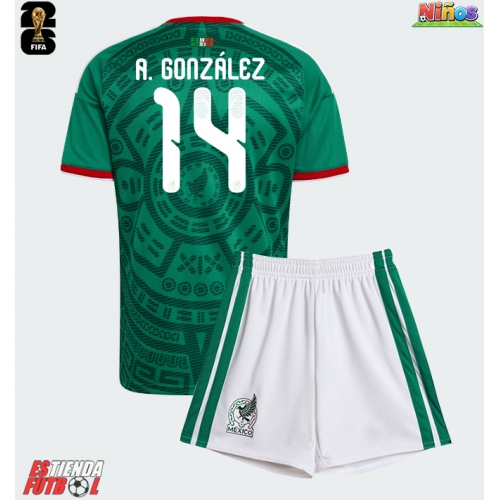 México Armando Gonzalez #14 Primera Equipación Niños Mundial 2026 Manga Corta (+ Pantalones cortos)